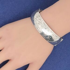 Vintage Forstner Sterling Silver Hinged Bangle Bracelet Size 6.75